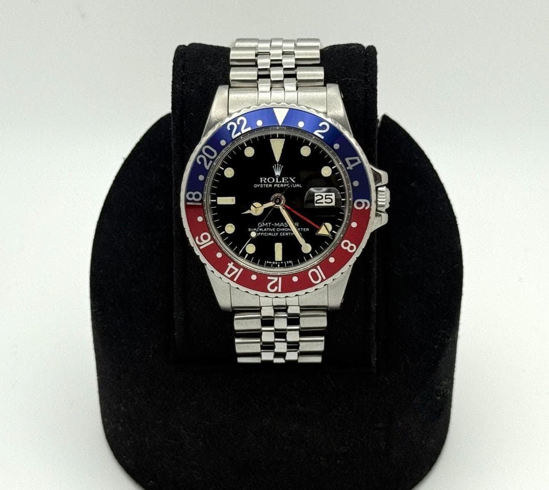 Rolex GMT-MasterVintage Rolex GMT Master Pepsi 1675 40mm Red and Blue Bezel Stainless Steel