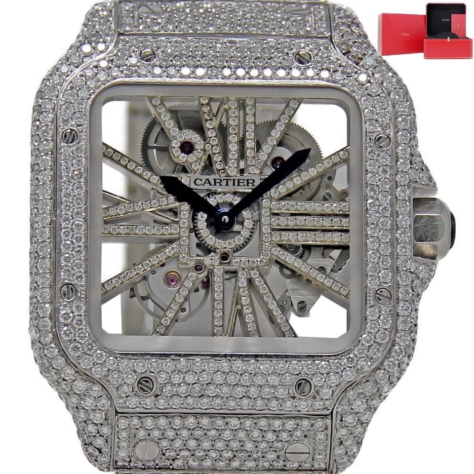 Cartier Santos4109 Santos SKELETON LOADED DIAMOND Stainless Steel AUTOMATIC #2000-1
