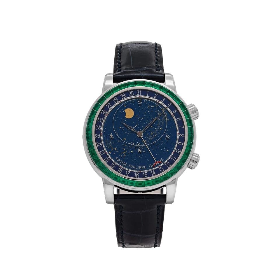 Patek Philippe CelestialJoaillerie Grand Complications 6104/13P-010 Platinum Blue Dial Emerald Bezel (2025)