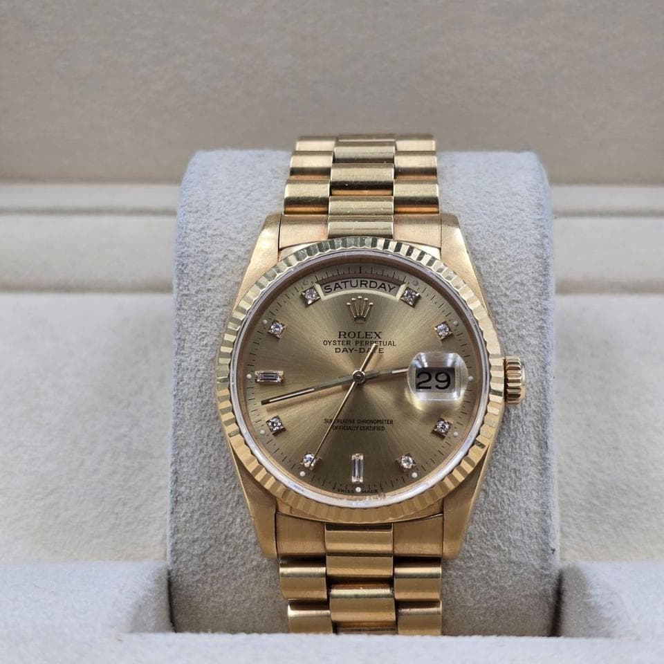Rolex Day-Date 36President Gold Champagne Diamond Dial 36mm 18238