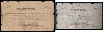 Hudson's Bay Company - Rare 1870 one-pound sterling promissory note issued at Fort Garry, numbered No. 903. A scarce...