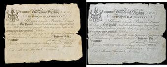 Hudson's Bay Company – One Pound Sterling Bill of Exchange, 1833 (York Factory Issue, No. 96). Scarce HBC bill of...