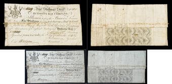 Hudson's Bay Company – Five Shillings Sterling Bill of Exchange, 1820 (York Factory Issue, No. 849). Scarce HBC bill...
