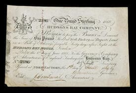 Hudson's Bay Company – One Pound Sterling Bill of Exchange, 1868/1869 (York Factory Issue, No. 2186). Scarce HBC...