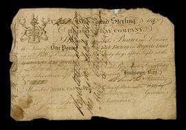 Hudson's Bay Company – One Pound Sterling Bill of Exchange, 1837/1838 (York Factory Issue, No. 251). Scarce HBC bill...