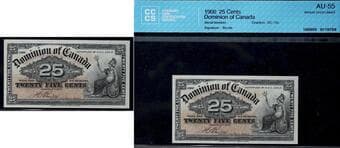 1900 25 Cents "Shinplaster" DC-15b CCCS Choice About Uncirculated-55 - A very nice and bright example. Estimate: 300 -...