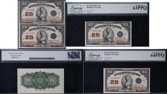 1923 25¢ "Shinplaster" DC-24d #624190-191 - LCG Choice Uncirculated-63PPQ & 64PPQ. Lot of 2 consecutive notes. ...