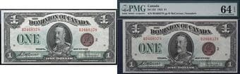 1923 $1 DC-25i #B2468378 Bronze Seal, PMG Choice Uncirculated 64EPQ. This piece boasts vibrant, eye-catching colors and...