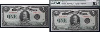1923 $1 DC-25o #E4944849 PMG Choice Uncirculated-63 EPQ - Black Seal - A very nice and bright example. Estimate: 500 -...