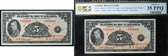 1935 $5 BC-6 #F038815 PCGS Choice Very Fine-35PPQ. A nice and bright example. Estimate: 1500 - AND UP CAD