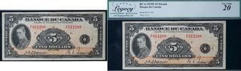 1935 $5 BC-6 #F011288 Legacy Very Fine-20 Minor issue. Estimate: 550 - AND UP CAD