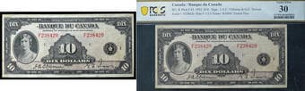 1935 $10 BC-8 #F238420 PCGS Choice Very Fine-30 - Scarce French text example. Estimate: 1400 - AND UP CAD