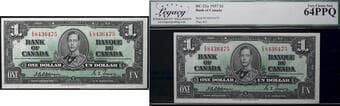 1937 $1 BC-21a #EA8436475 Legacy Choice Uncirculated-64PPQ. Osborne-Towers signatures. Estimate: 400 - AND UP CAD