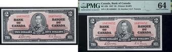 1937 $2 BC-22b #UB4458652 PMG Choice Uncirculated-64 Estimate: 250 - AND UP CAD