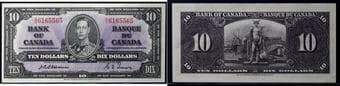 1937 $10 BC-24a #A/D6165565 Crisp Uncirculated or better. Scarce Osborne-Towers signatures. Estimate: 1500 - AND UP...