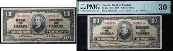 1937 $100 BC-27a #AJ0043556 PMG Choice Very Fine-30. Scarce Osborne-Towers signatures. A bright example. Estimate:...