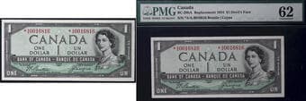 1954 $1 BC-29bA #*AA0016816 PMG Choice Uncirculated-62 - Well-centered example of the desirable Devil's Face variety,...