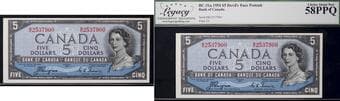 1954 $5 BC-31a #BC2537900 Legacy Choice About Uncirculated-58PPQ Estimate: 250 - AND UP CAD