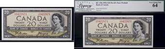 1954 $20 BC-33b #DE0422871 Legacy Choice Uncirculated-64. A bright example. Estimate: 325 - AND UP CAD