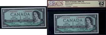 1954 $1 BC-37bA #*OY0162857 BCS Choice Uncirculated-62 Estimate: 100 - AND UP CAD