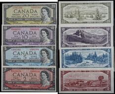 1954 $2 to $20 Partial 1954 Issue Set. A superb four-note representative set bearing the Beattie-Rasminski signatures....