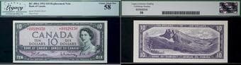 1954 $10 BC-40bA #*AD0128150 Legacy Choice About Uncirculated-58. Better replacement note. Estimate: 300 - AND UP CAD