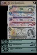1973 $1 to 1969 $20 Partial Multicolour Replacement Issue Set. A superb five-note representative replacement set...
