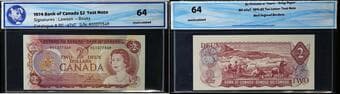 1974 $2 BC-47aT #RS1377549 WMG Choice Uncirculated-64 - Test Note. Estimate: 500 - AND UP CAD