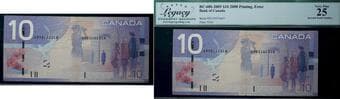 Error; 2005 $10 BC-68b #BTZ2972467 Legacy Choice Very Fine-25 - Inverted serial Numbers. This printing anomaly results...