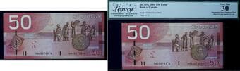 Double Error; 2004 $50 BC-65a #AHJ02743_4/AHJ0273844 Legacy Choice Very Fine-30 - Mismatched serial Numbers; Stuck...