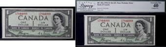 Error; 1954 $1 BC-29a #CA7844989 Legacy Extra Fine-40 - Cutting error. Estimate: 200 - AND UP CAD