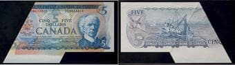 Error; 1972 $5 BC-48b #CC0033311 AU or better. - A highly desirable cutting error example exhibiting a dramatic mis-cut...