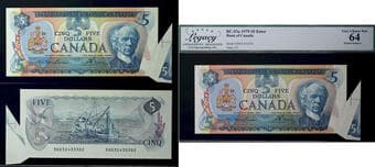 Error; 1979 $5 BC-53a #30032433302 Legacy Choice Uncirculated-64 - Printed Foldover - A very cool and attractive error...