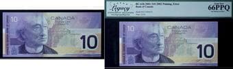 Error; 2001 $10 BC-63b #FEL5490432 Legacy Superb Gem Uncirculated-66PPQ - Ink Smears on Face. Estimate: 100 - AND UP...