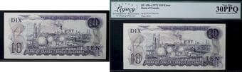 Error; 1971 $10 BC-49c-i #EDY7960395 Legacy Choice Very Fine-30PPQ - Partial Face to Back Offset. Estimate: 200 -...