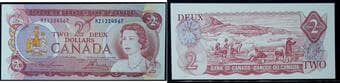 Ascending; 1974 $2 BC-47a #RZ1234567 Original Crisp Uncirculated or better. Estimate: 1000 - AND UP CAD