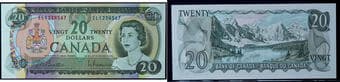 Ascending; 1969 $20 BC-50a #EL1234567 Original Crisp Uncirculated or better. Estimate: 1000 - AND UP CAD