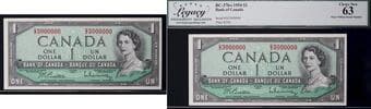 Million; 1954 $1 #DZ3000000 Legacy Choice Uncirculated-63 Estimate: 400 - AND UP CAD