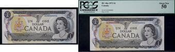 Million; 1973 $1 BC-46a #AG8000000 PCGS About Uncirculated-50 Estimate: 250 - AND UP CAD
