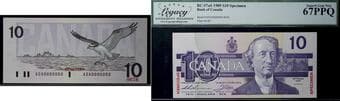 Specimen; 1989 $10 BC-57aS #ADA0000000 (676) Legacy Superb Gem Uncirculated-67PPQ Estimate: 200 - AND UP CAD