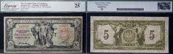 The Canadian Bank of Commerce 1917 $5 #395055 CH-75-16-04-02 Legacy Choice Very Fine-25 Estimate: 650 - AND UP CAD