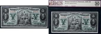 Banque Canadienne Nationale 1929 $5 #640296 CH-85-12-02 BCS Choice Very Fine-30 Original - A bright example. Estimate:...
