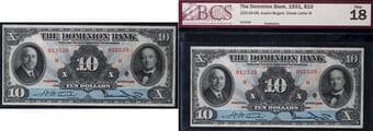 The Dominion Bank 1931 $10 #012539 CH-220-24-06 BCS Choice Fine-18 Estimate: 450 - AND UP CAD