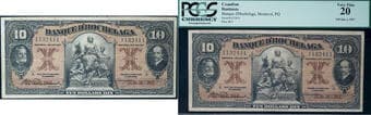 Banque d'Hochelaga 1917 $10 #1132411 CH-360-24-08 PCGS Very Fine-20. A very nice and bright example. Estimate: 1000...