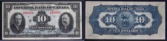 Imperial Bank of Canada 1939 $10 CH-375-24-04 #046059 Bright VF-EF Estimate: 150 - AND UP CAD