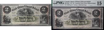 The Bank of Price Edward Island 1877 $2 #B18286 CH-600-12-08a - (CANADA CURRENCY O/P) PMG Choice Fine-15 - A bright...