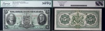 The Royal Bank of Canada 1933 $5 #241010 CH-630-16-02 Legacy Choice Very Fine-30PPQ Estimate: 500 - AND UP CAD