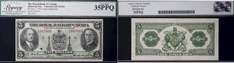 The Royal Bank of Canada 1935 $5 #1863069 CH-630-18-02a Legacy Choice Very Fine-35PPQ Estimate: 175 - AND UP CAD