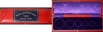 Specimen Box; 1937 - 6 Coin Red Leather case. Estimate: 200 - AND UP CAD