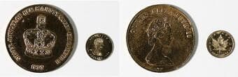 1977 Silver Jubilee of Her Majesty Queen Elizabeth Gold token/coin. 4.2grs, 10kt Gold & Miniature Gold 1979 1oz coin...